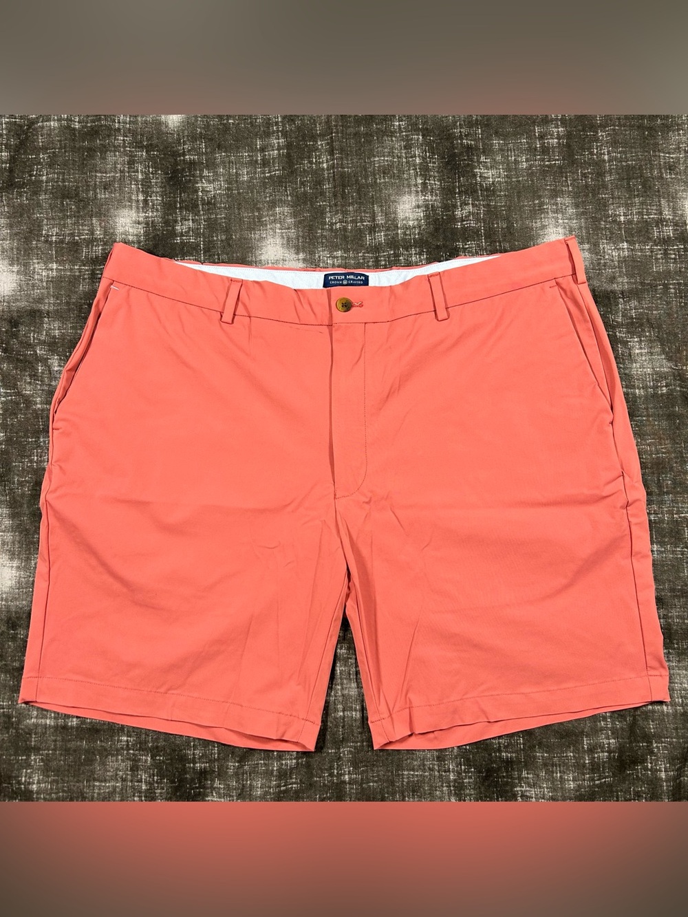Peter Millar Crown Crafted Shorts Mens 40x8 Coral Red 4Way HighTwist Performance